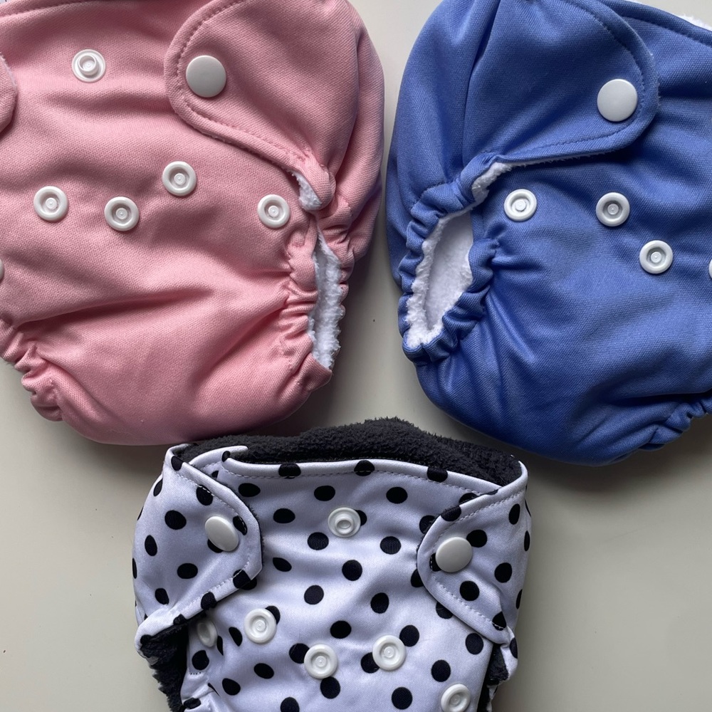 Cloth Diapers (3) - New Born AIO - Never Used - washed in Tide